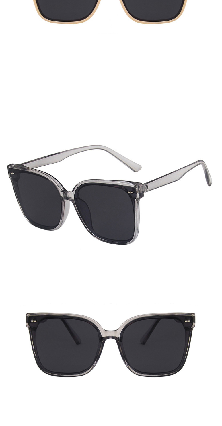 Fashion Transparent Gray Film Square Large Frame Sunglasses,Women Sunglasses