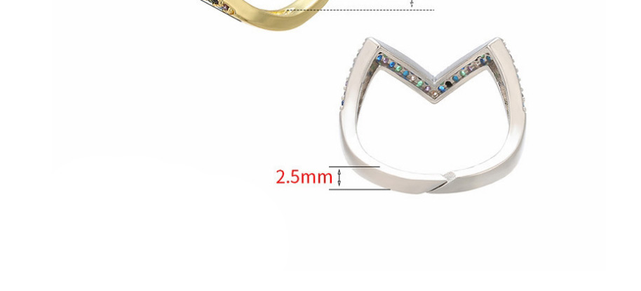 Fashion White Gold Micro-inlaid Color Zirconium Geometric Ring,Rings