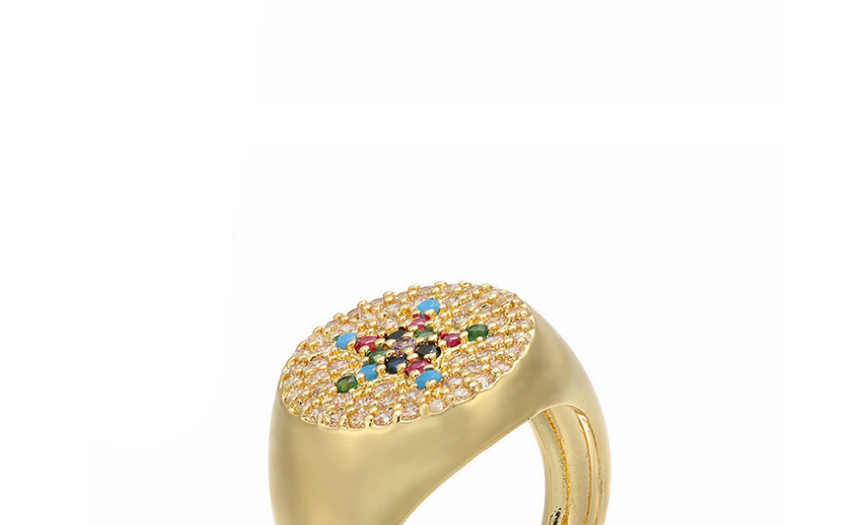 Fashion Gold Color Mixed Color Micro-set Round Open Ring,Rings
