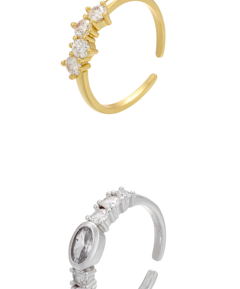 Fashion Small Rectangle Gold Color Micro-set Zircon Rectangular Open Ring,Rings