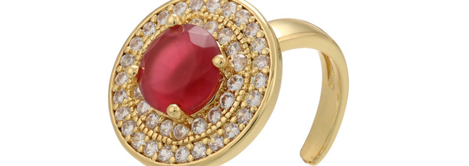 Fashion Red Micro-set Gem Round Ring,Rings