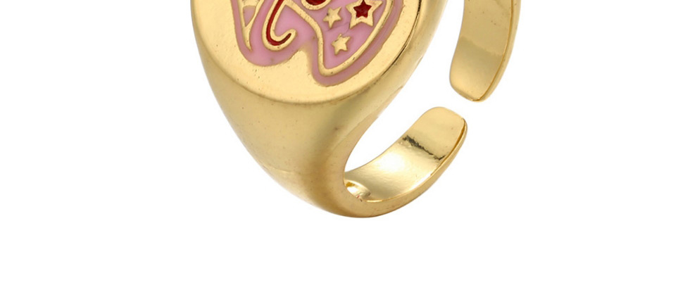 Fashion Pink Dripping Oil Mushroom Open Ring,Rings
