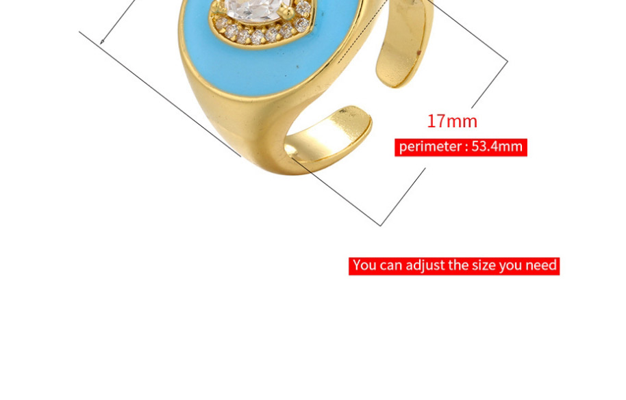 Fashion Blue Oil Drop Round Love Heart Zircon Ring,Rings