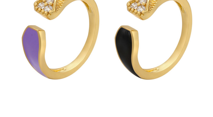 Fashion Black Drop Oil Carved Geometric Ring,Rings