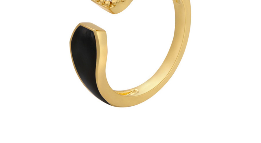 Fashion Black Drop Oil Carved Geometric Ring,Rings
