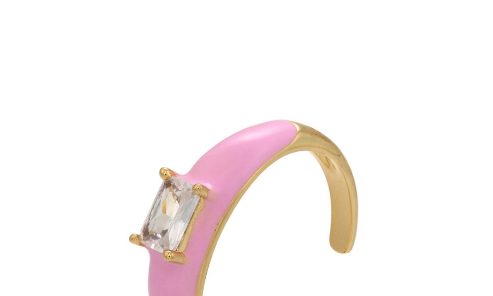 Fashion Pink Oil Dripping Rectangular Open Ring,Rings
