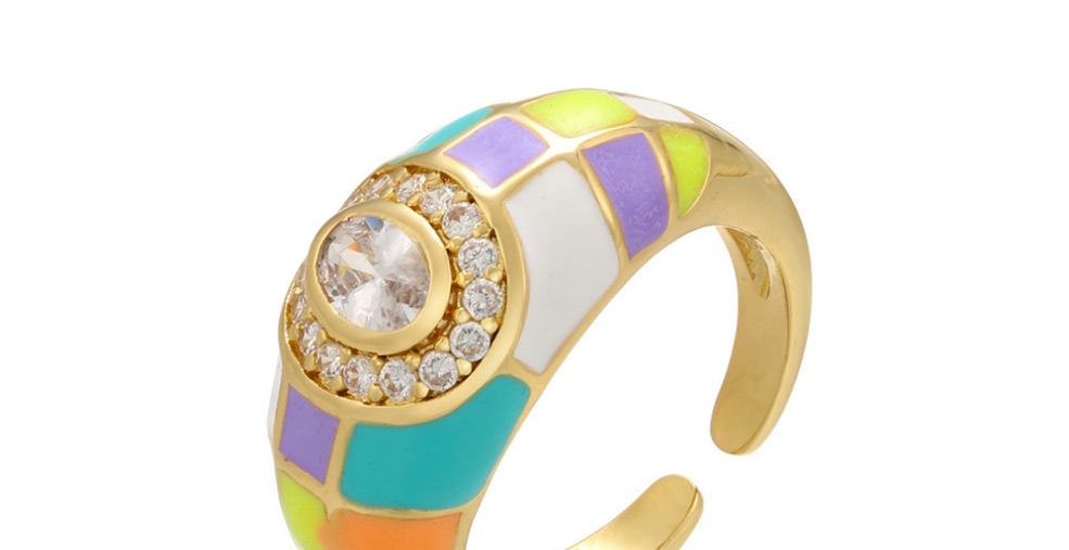 Fashion Color Oil Drop Diamond Mesh Ring,Rings