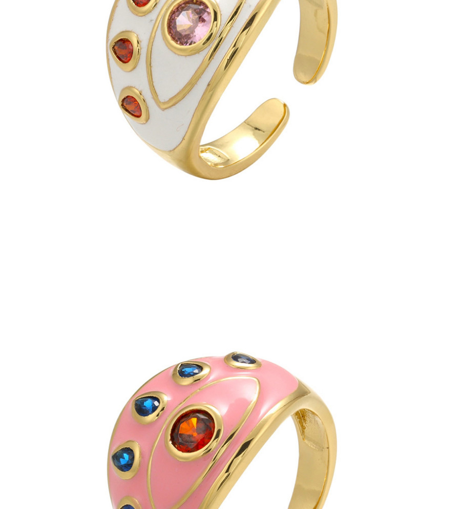 Fashion Pink Orange Diamond Drop Oil Micro Inlaid Eye Ring,Rings