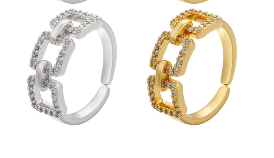 Fashion 4# Micro-set Square Zircon Ring,Rings