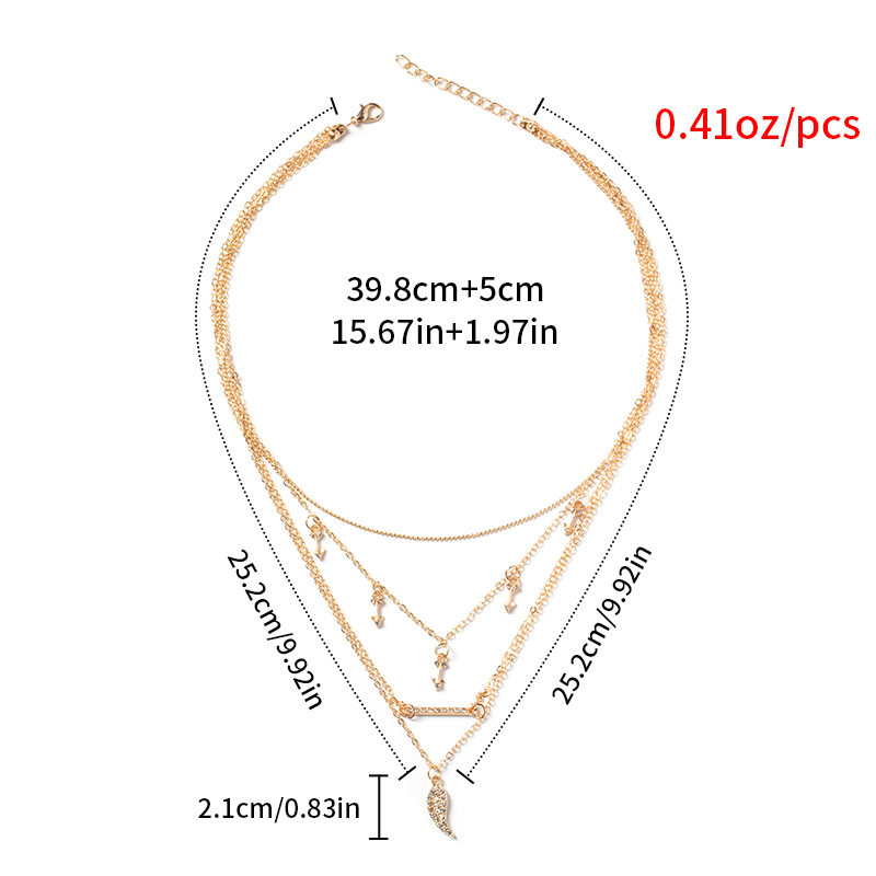 Fashion Gold Color Multi-layer Crystal Wings Pendant Necklace,Multi Strand Necklaces