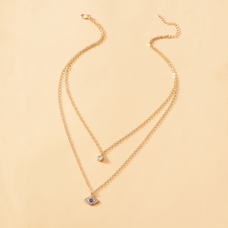 Fashion Gold Color Eye Small Circle Drill Multi-layer Necklace,Multi Strand Necklaces