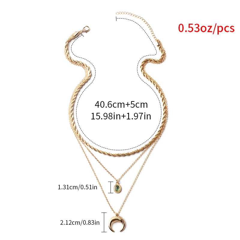 Fashion Gold Color Gold Plated Moon Paragraph Multi-layer Necklace,Multi Strand Necklaces