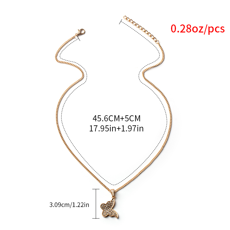 Fashion Silver Color Gold-plated Butterfly Single Layer Necklace,Pendants