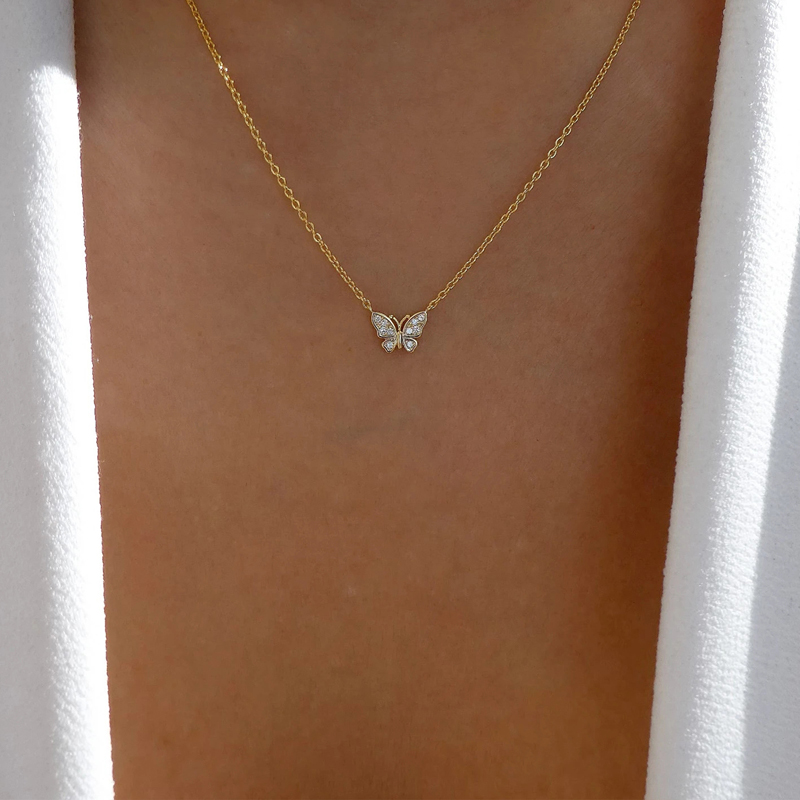 Fashion Gold Color Gold-plated Butterfly Single Layer Necklace,Pendants