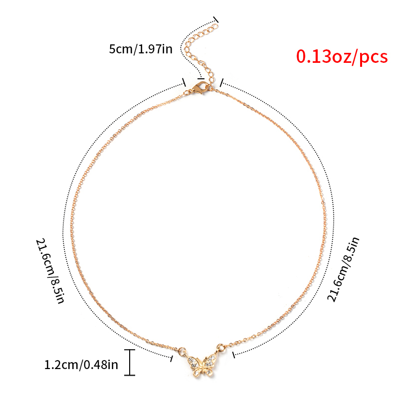 Fashion Gold Color Gold-plated Butterfly Single Layer Necklace,Pendants