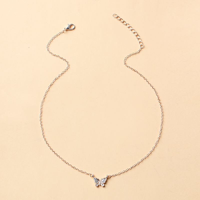 Fashion Rose Gold Gold-plated Butterfly Single Layer Necklace,Pendants