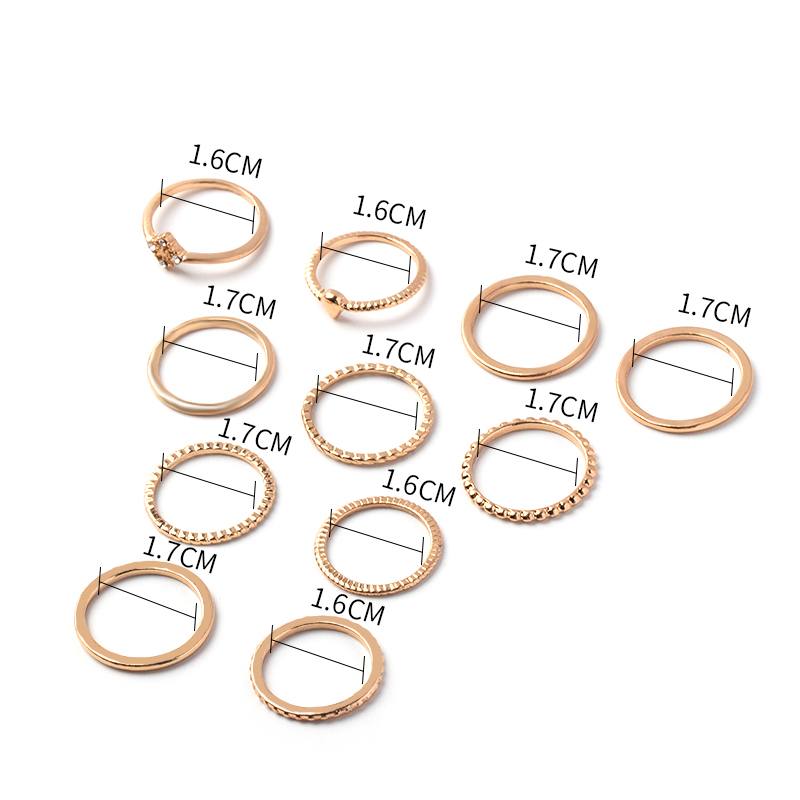 Fashion Gold Color Gold-plated Crystal Thread Ring 11 Sets,Jewelry Sets