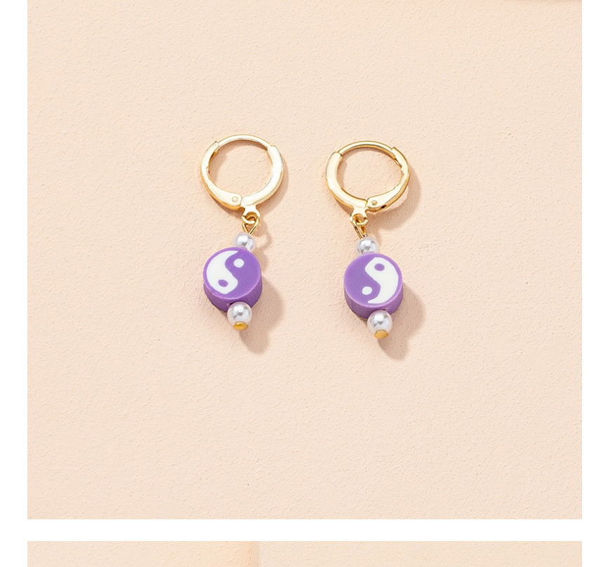 Fashion Purple Soft Pottery Gossip Ear Ring,Hoop Earrings