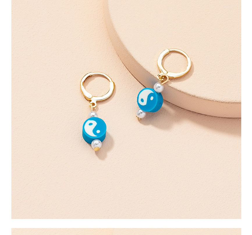 Fashion Blue Soft Pottery Gossip Ear Ring,Hoop Earrings
