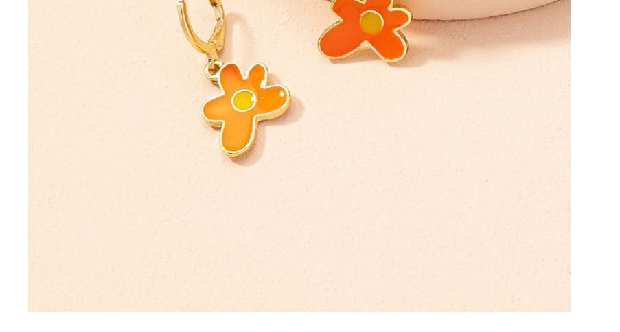 Fashion Orange Alloy Drip Flower Earrings,Hoop Earrings