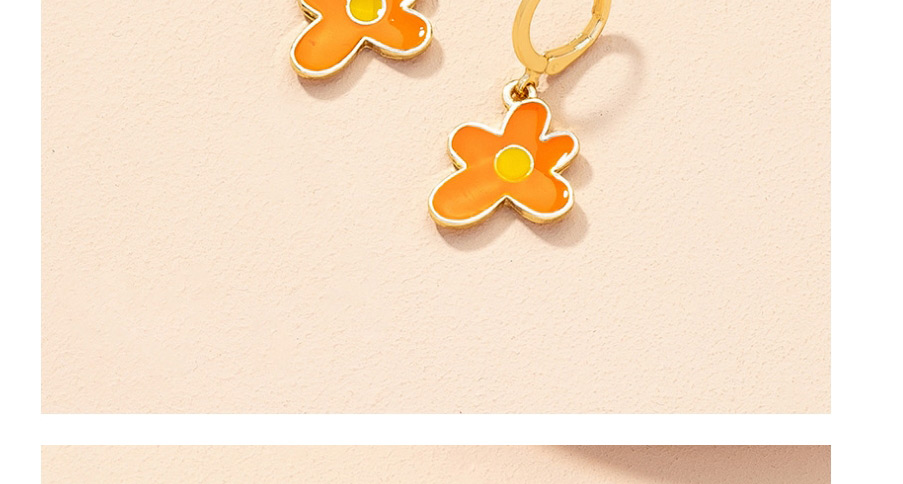 Fashion Orange Alloy Drip Flower Earrings,Hoop Earrings