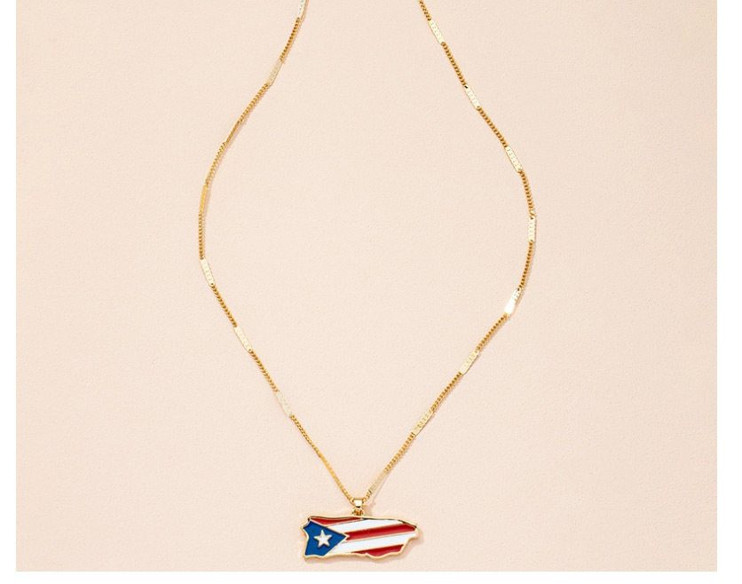 Fashion Silver Color Alloy Dripping Oil Flag Necklace,Pendants