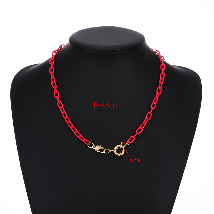 Fashion Black Alloy Round Buckle Chain Necklace,Chains