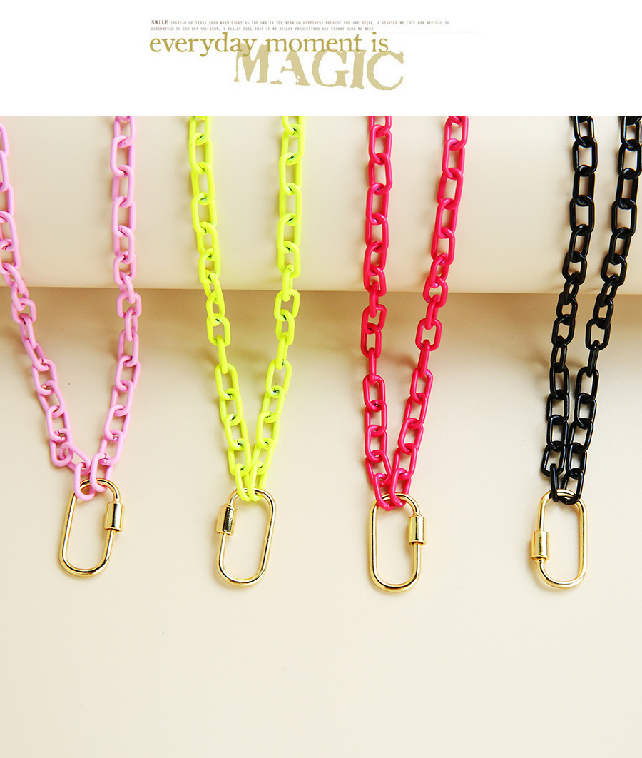 Fashion Black Alloy Paper Clip Necklace,Chains