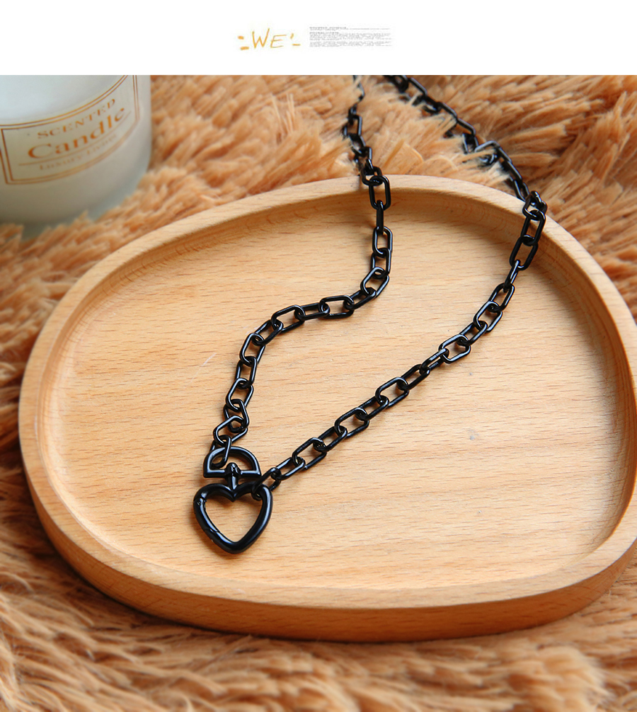 Fashion Black Alloy Chain Love Necklace,Chains