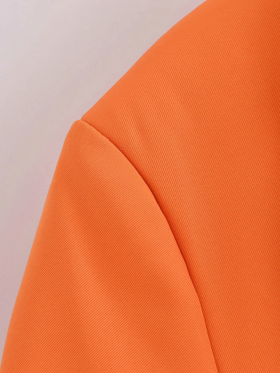 Fashion Orange Lapel Single-breasted Blazer,Coat-Jacket