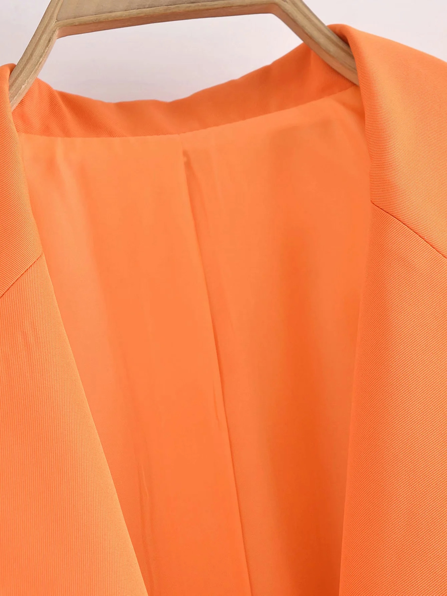 Fashion Orange Lapel Single-breasted Blazer,Coat-Jacket