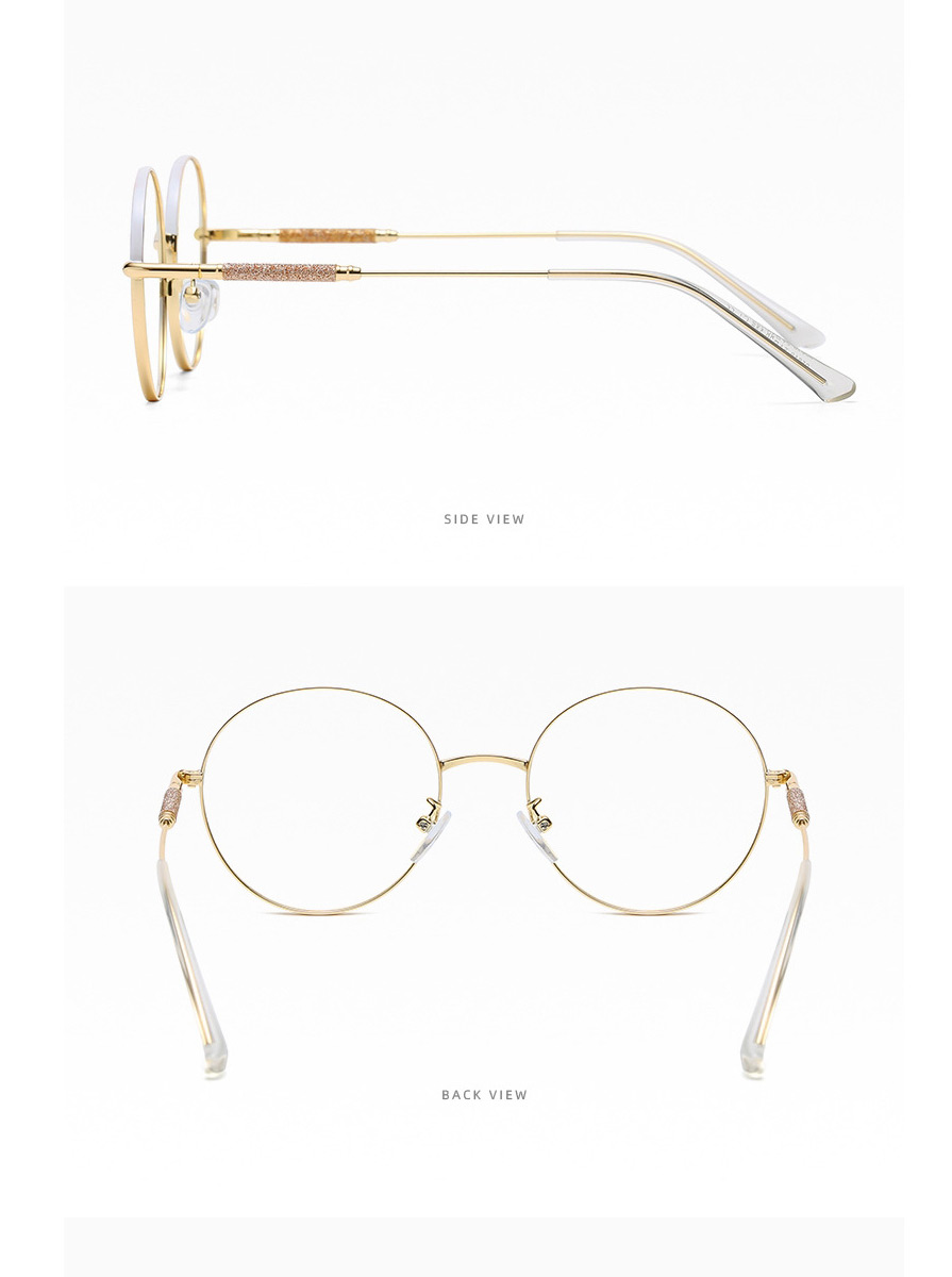 Fashion C7 Bean Paste Rose Gold Color Round Frame Glasses,Fashion Glasses