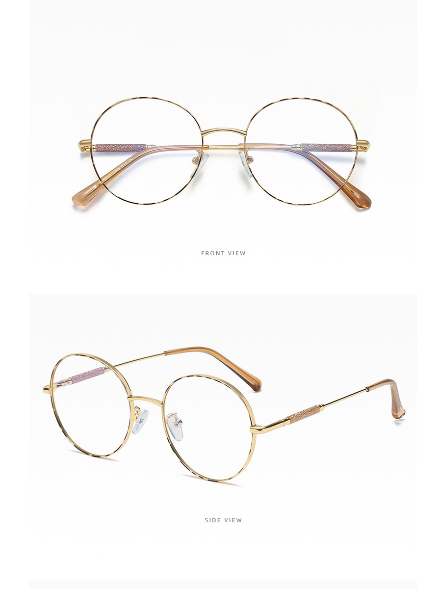 Fashion C7 Bean Paste Rose Gold Color Round Frame Glasses,Fashion Glasses