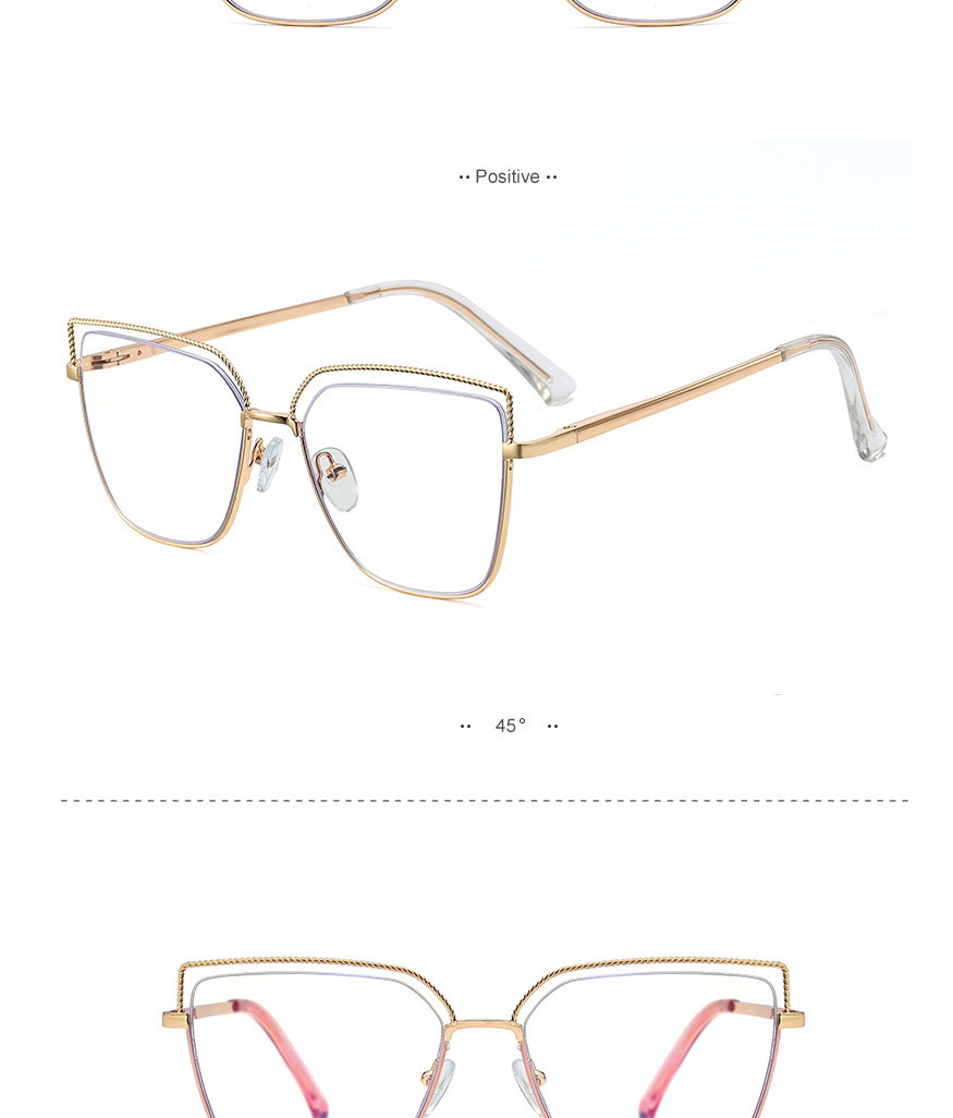 Fashion C3 Gold Color Large Square Flat Glasses Frame,Fashion Glasses