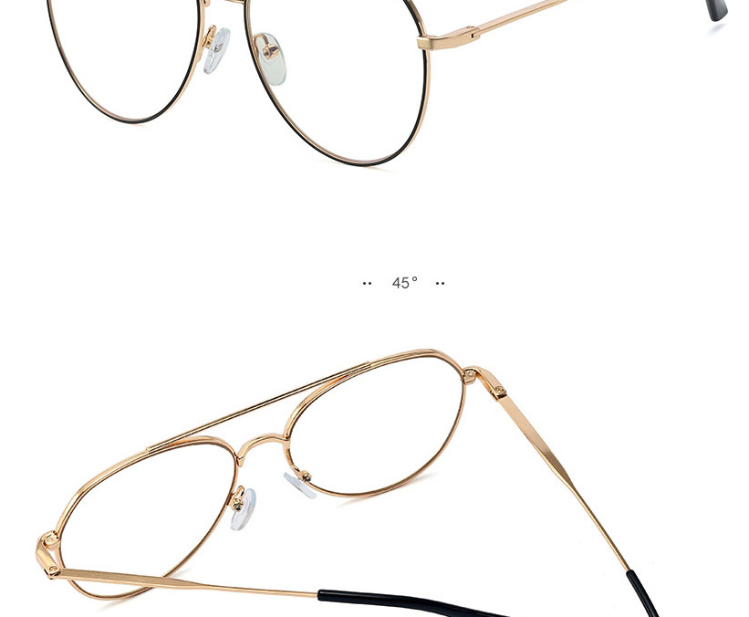 Fashion C13 Leopard Print Metal Double Beam Large Frame Flat Glasses,Fashion Glasses