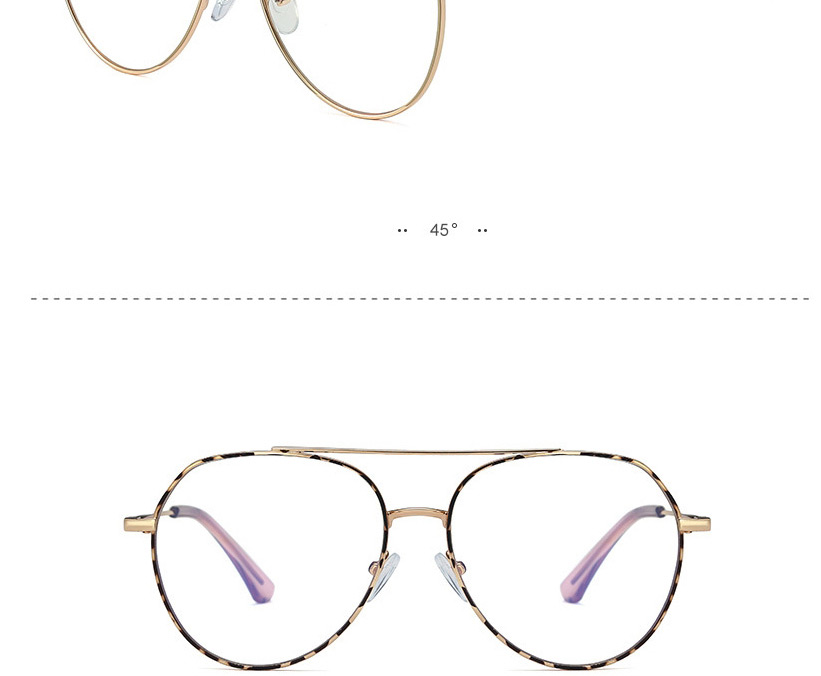 Fashion C4 Gold Color Metal Double Beam Large Frame Flat Glasses,Fashion Glasses