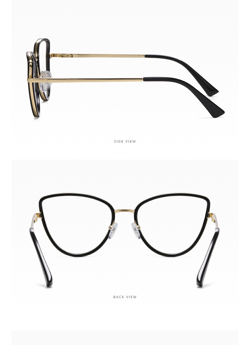 Fashion C4 Bright Black Cat-eye Frame Flat Glasses,Fashion Glasses