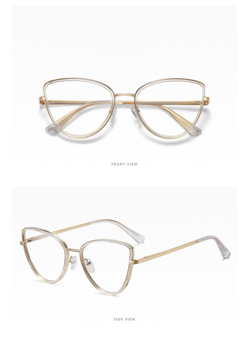 Fashion C2 Sand Powder Cat-eye Frame Flat Glasses,Fashion Glasses