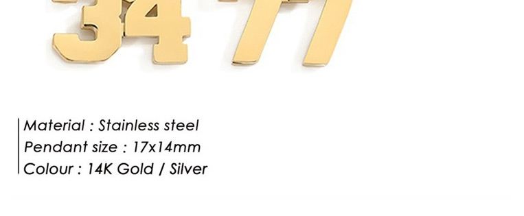 Fashion Golden Yp33070-77 Stainless Steel Diy Digital Pendant,Necklaces