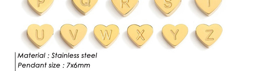 Fashion Steel Color Z Stainless Steel Diy26 Letter Perforated Heart Pendant,Necklaces