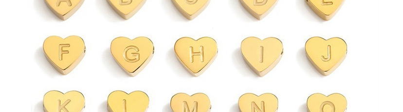 Fashion Steel Color Z Stainless Steel Diy26 Letter Perforated Heart Pendant,Necklaces
