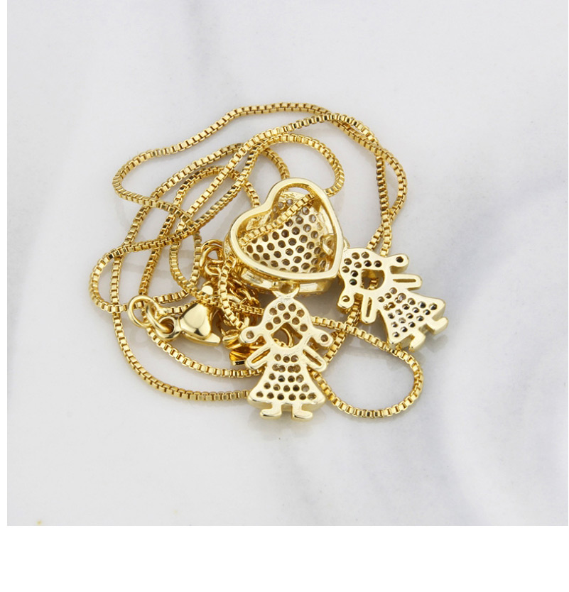 Fashion Gold Copper Plating Inlaid Zirconium Boy And Girl Love Necklace,Necklaces