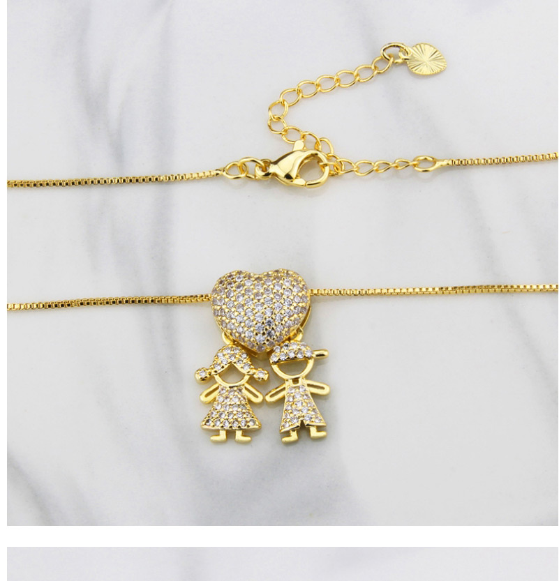 Fashion Gilded Girls (3) Brass Inlaid Zirconium Love Girl Necklace,Necklaces