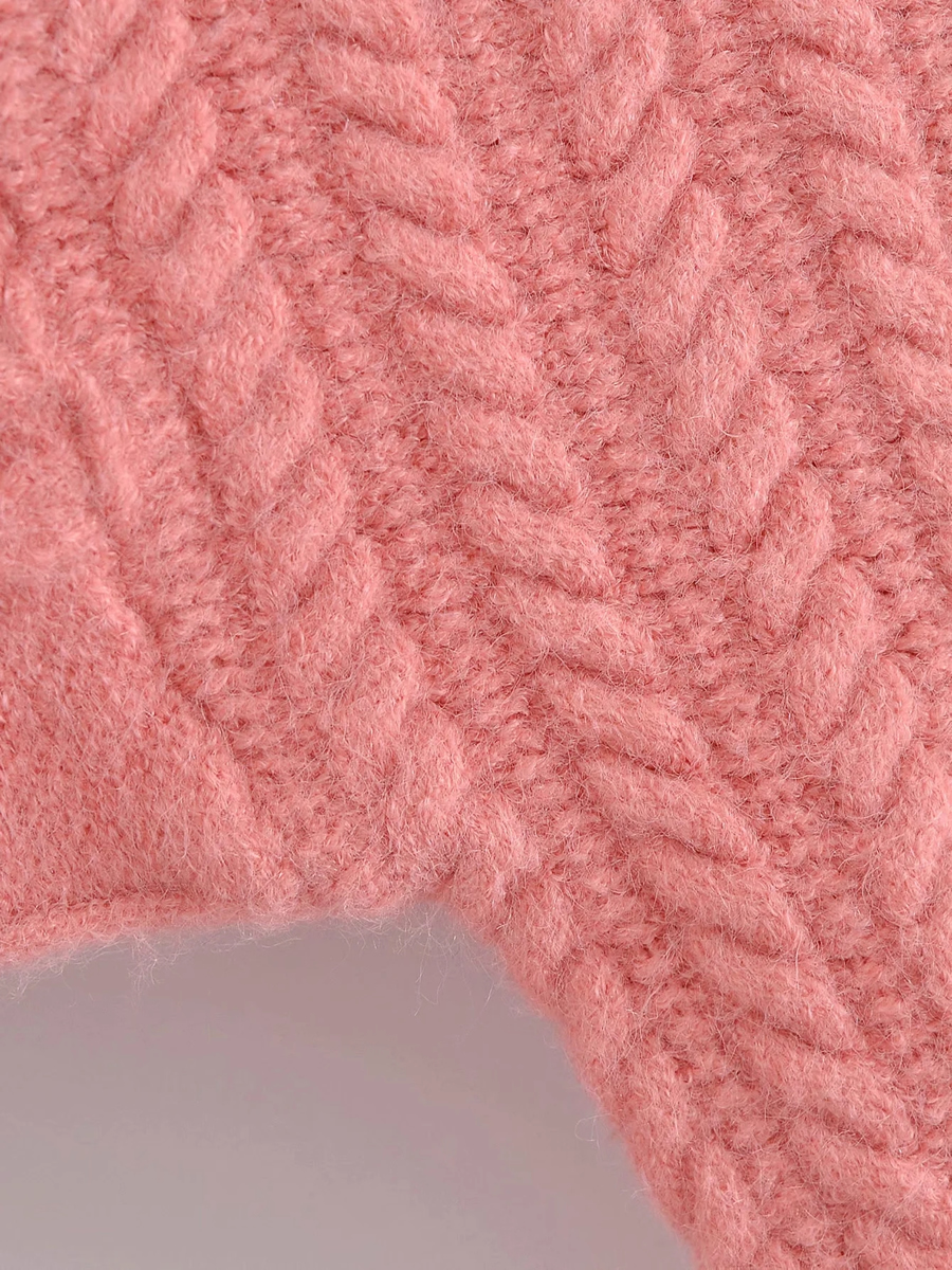 Fashion Creamy-white Round Neck Twist Knit Pullover Sweater,Sweater