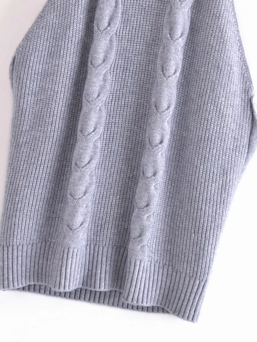 Fashion Creamy-white High Neck Sleeveless Knitted Sweater,Sweater