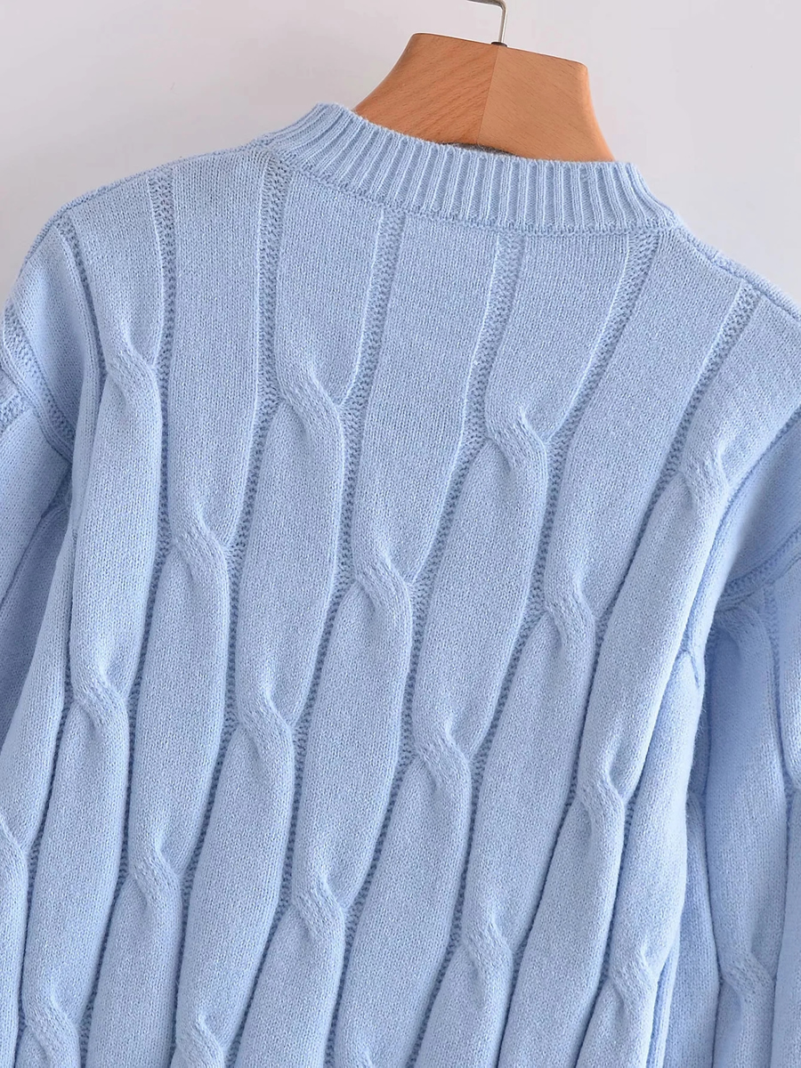 Fashion Creamy-white Round Neck Bow Pullover Sweater,Sweater