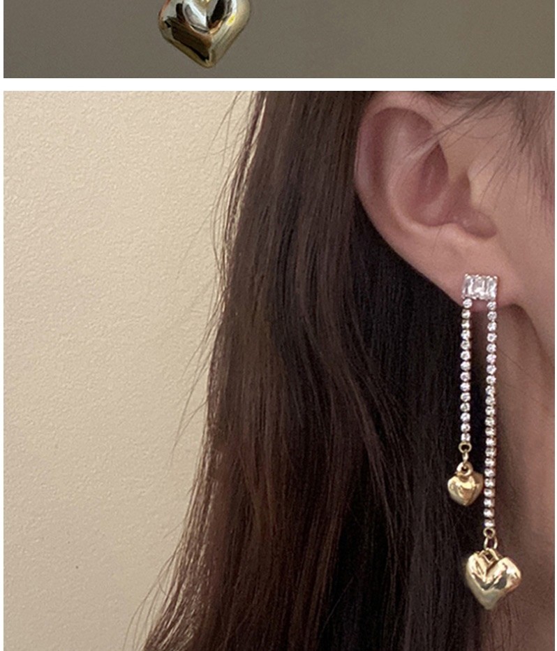 Fashion Silver Asymmetric Love Heart Tassel Earrings,Drop Earrings