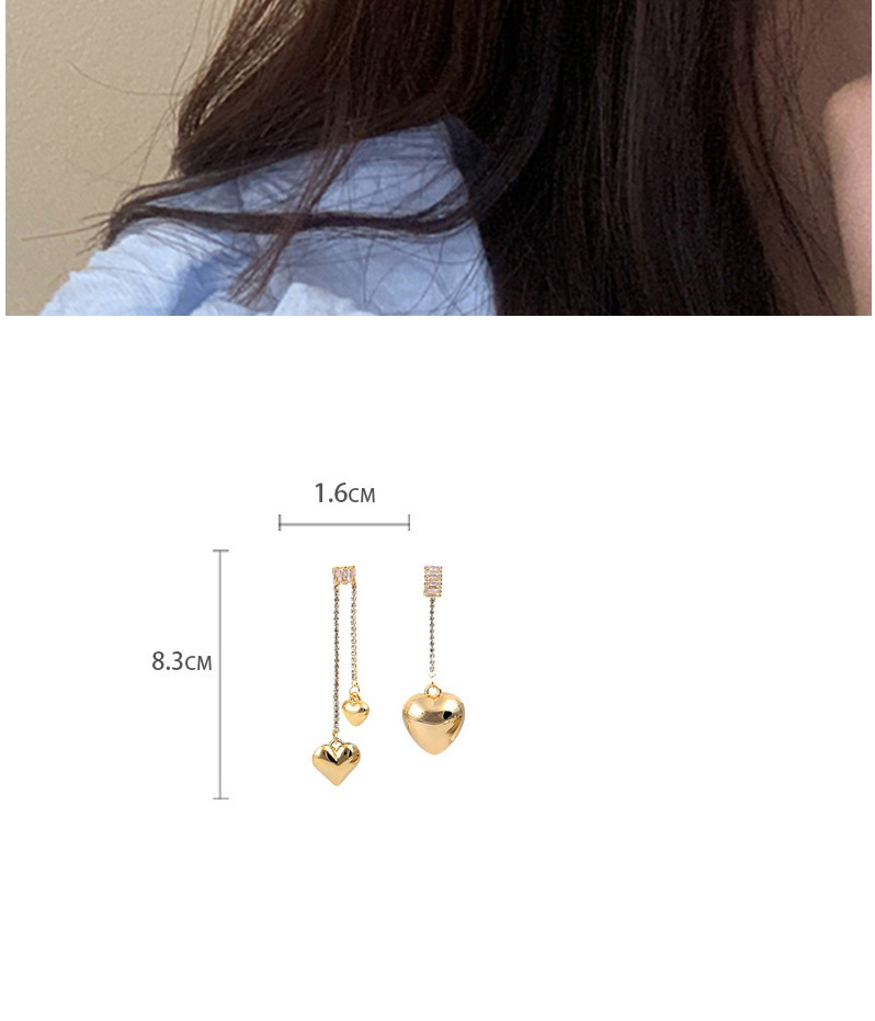 Fashion Gold Asymmetric Love Heart Tassel Earrings,Drop Earrings