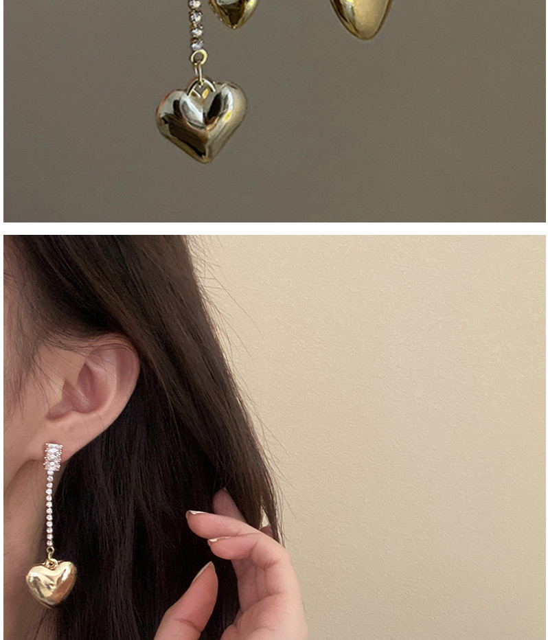 Fashion Silver Asymmetric Love Heart Tassel Earrings,Drop Earrings