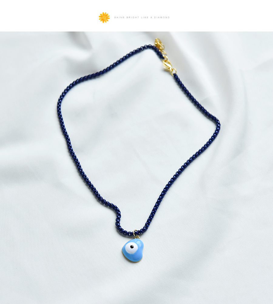 Fashion Blue Copper Drop Oil Love Necklace,Necklaces